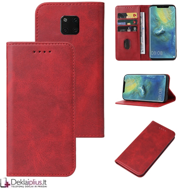 Dirbtinės odos atverčiamas dėklas su skyreliais - raudonas (Huawei Mate 20 Pro) Dirbtinės odos atverčiamas dėklas su skyreliais - raudonas (Huawei Mate 20 Pro)